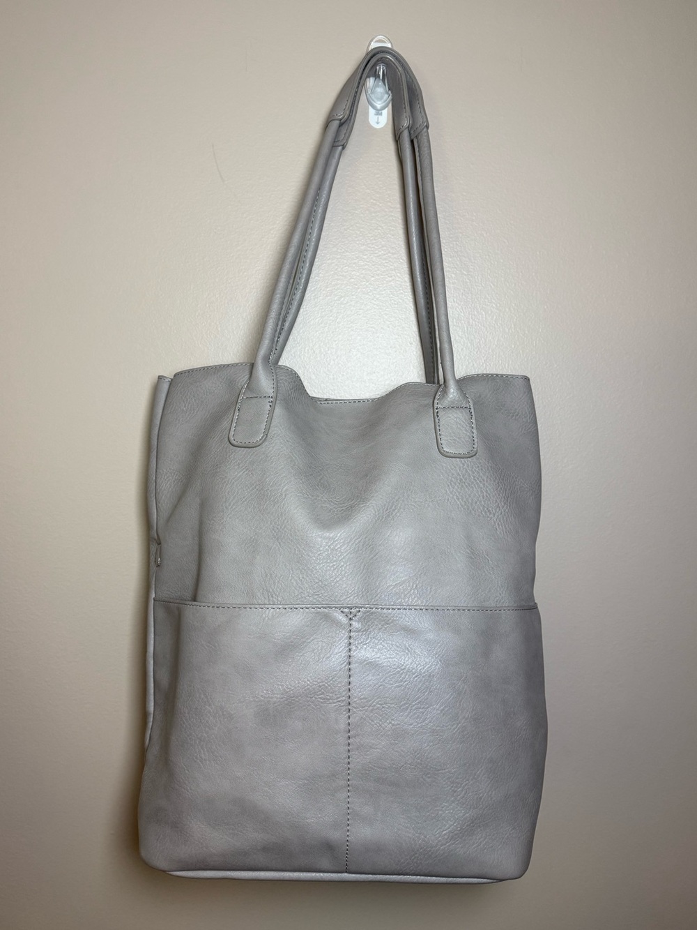 Joy Susan Kelly North South Front Pocket Ladies Tote Oyster Gray